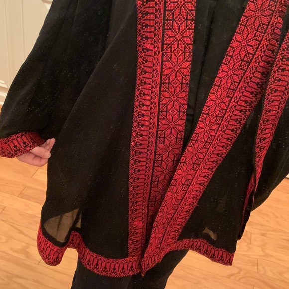 Arab Traditional Red Tatreez (Embroidery) Cape Jacket - Picture 6 of 17